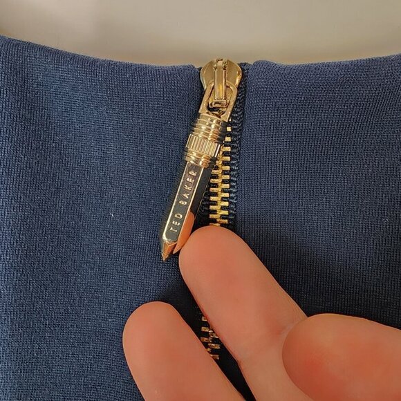 Ted Baker Papron Colour By Numbers Waist Tie Dress Navy US Size 6/ Ted Size 2 - Picture 11 of 14